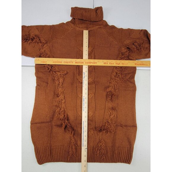 Cowl Neck Sweater Tunic Distressed Knit Rust/Brown Womens XL New in Bag - Picture 9 of 9